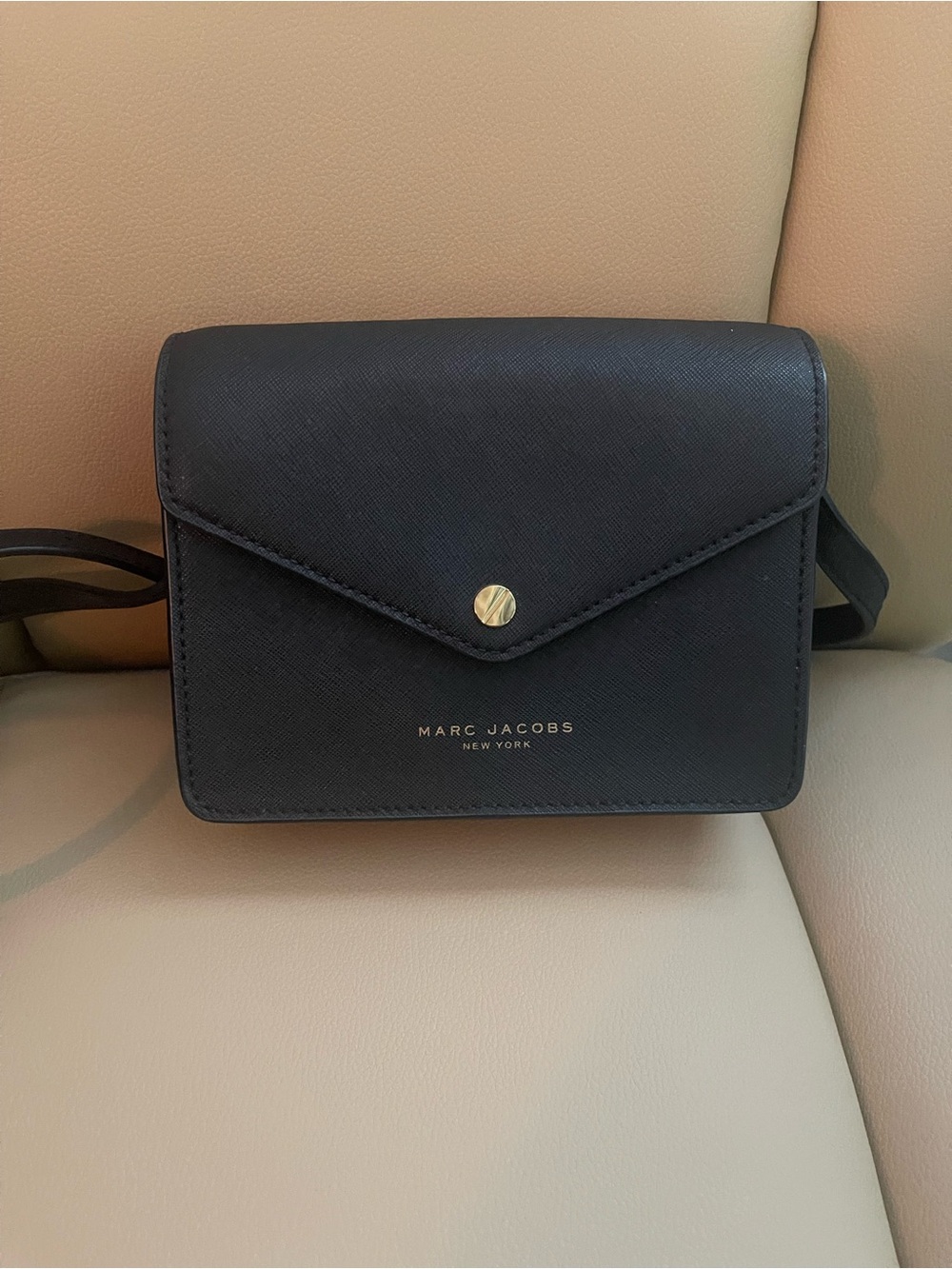 Marc Jacobs Black Envelope Crossbody with Gold Snap